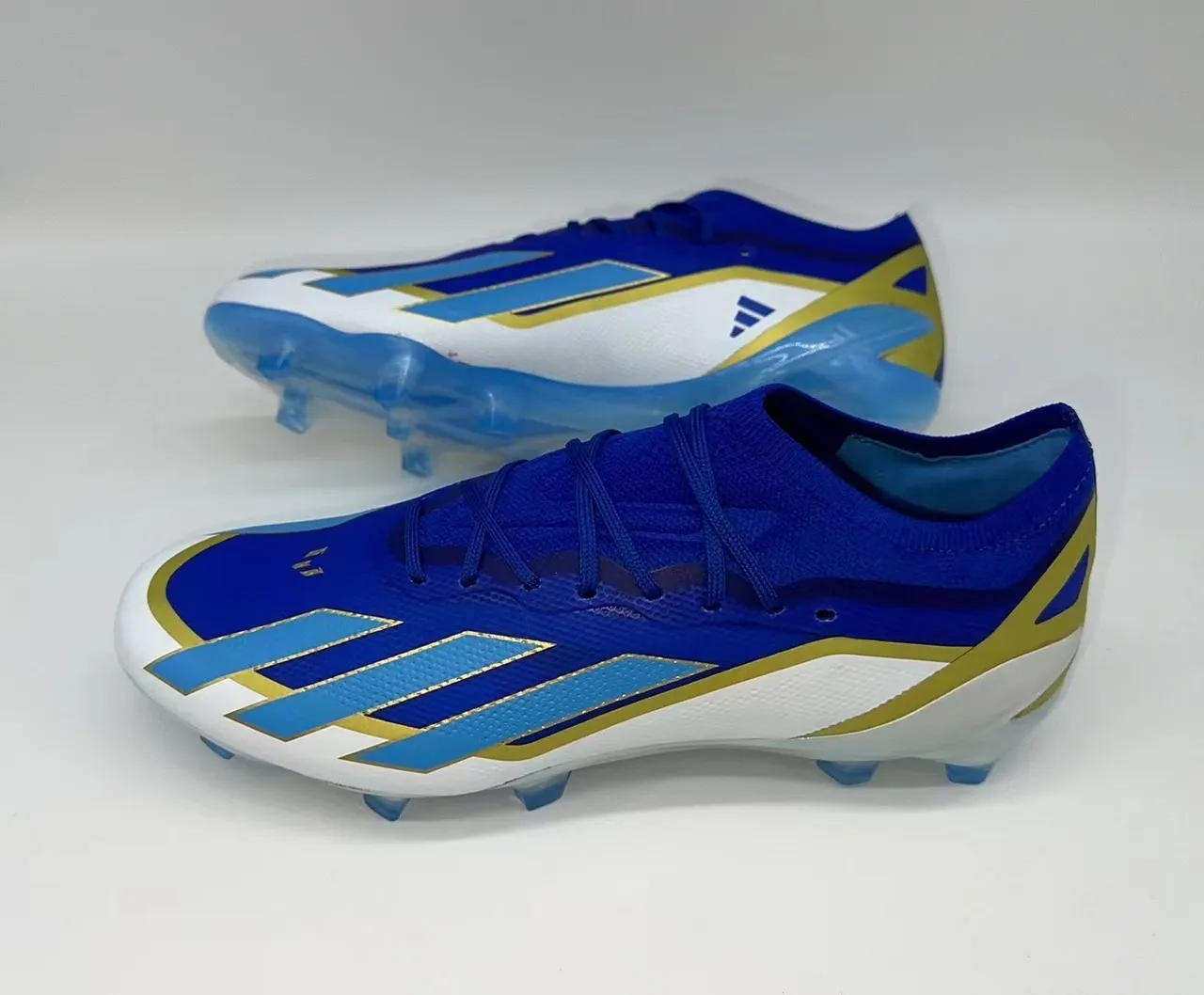 Adidas X Azul Dourado Tricô Superior Colar Baixo Solo Firme Sapatos De Futebol 2