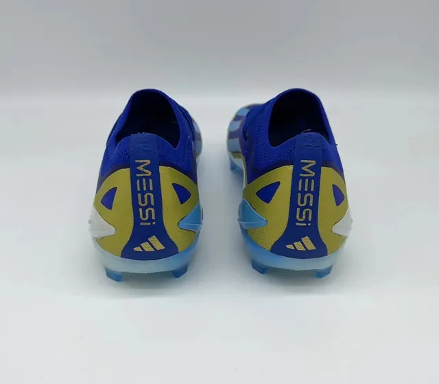 Adidas X Azul Dourado Tricô Superior Colar Baixo Solo Firme Sapatos De Futebol 3