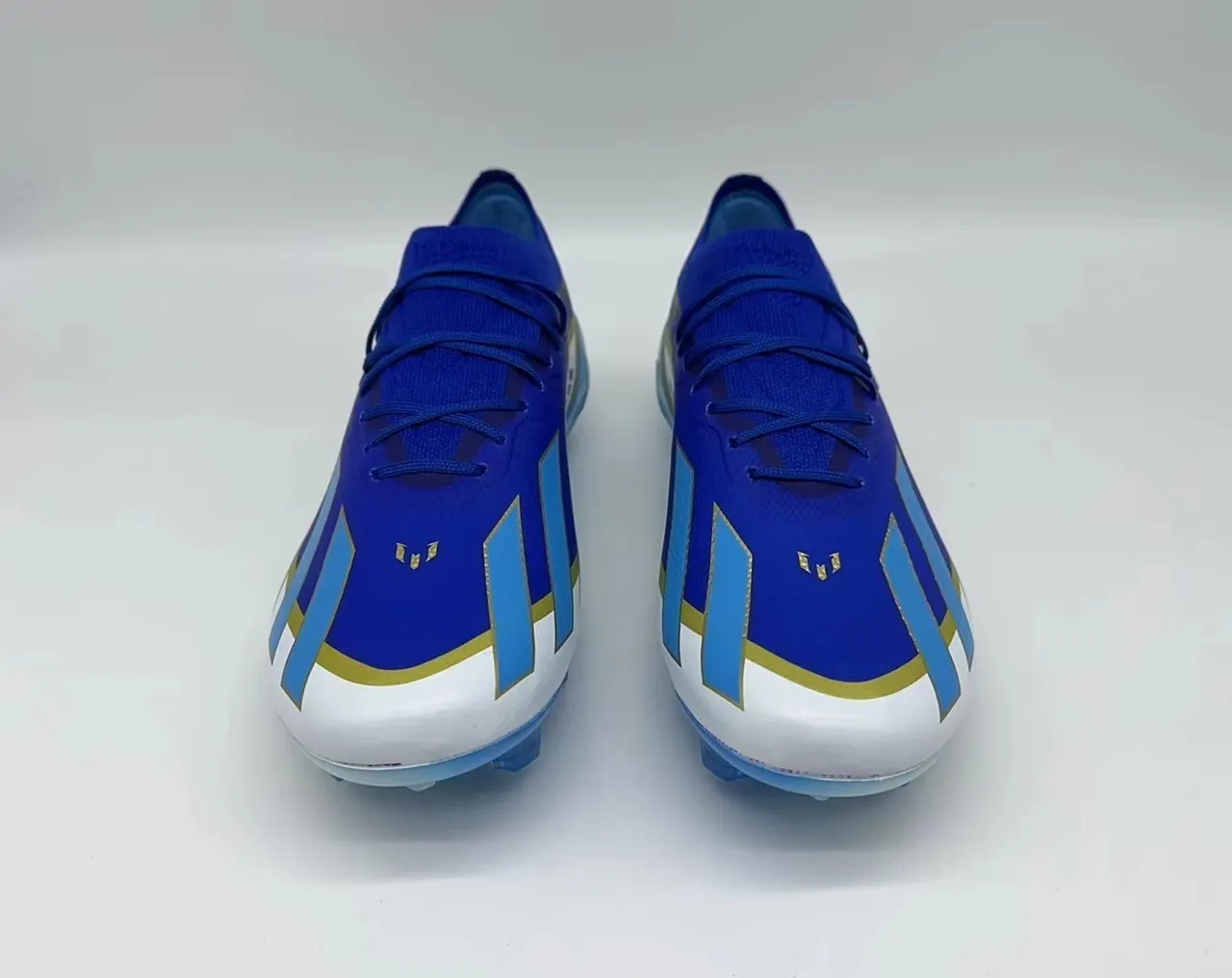 Adidas X Azul Dourado Tricô Superior Colar Baixo Solo Firme Sapatos De Futebol 4