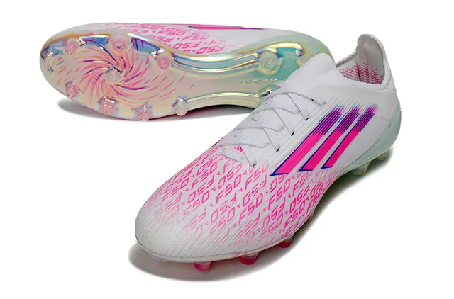 Adidas X Speedflow F50 chaussures de football blanches roses holographiques pour terrain ferme 13