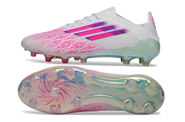 Adidas X Speedflow F50 chaussures de football blanches roses holographiques pour terrain ferme 15