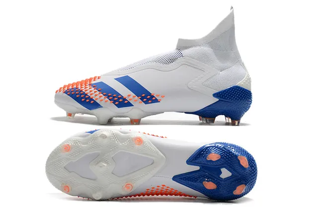 Adidas X Speedflow sapatos de futebol brancos azuis laranja para gramado firme 2