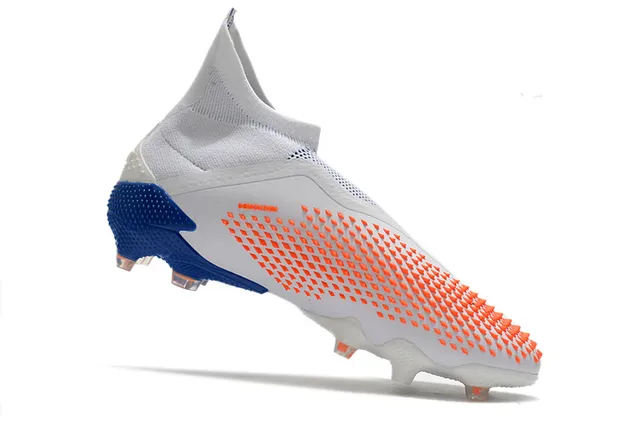 Adidas X Speedflow sapatos de futebol brancos azuis laranja para gramado firme 3