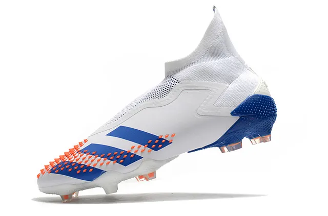Adidas X Speedflow sapatos de futebol brancos azuis laranja para gramado firme 4