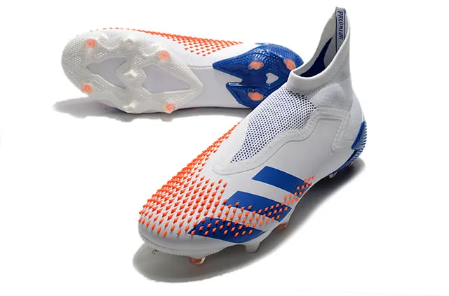 Adidas X Speedflow sapatos de futebol brancos azuis laranja para gramado firme 6