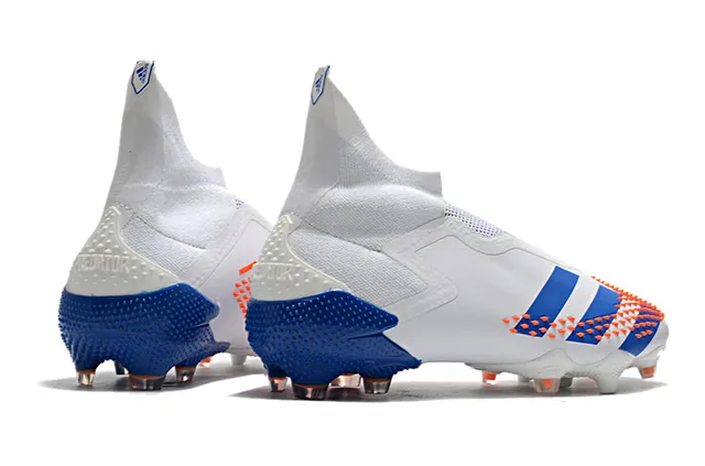 Adidas X Speedflow sapatos de futebol brancos azuis laranja para gramado firme 7