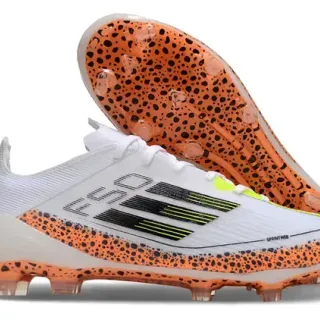 Adidas X Speedportal सफेद नारंगी स्पेकल फर्म ग्राउंड फुटबॉल जूते