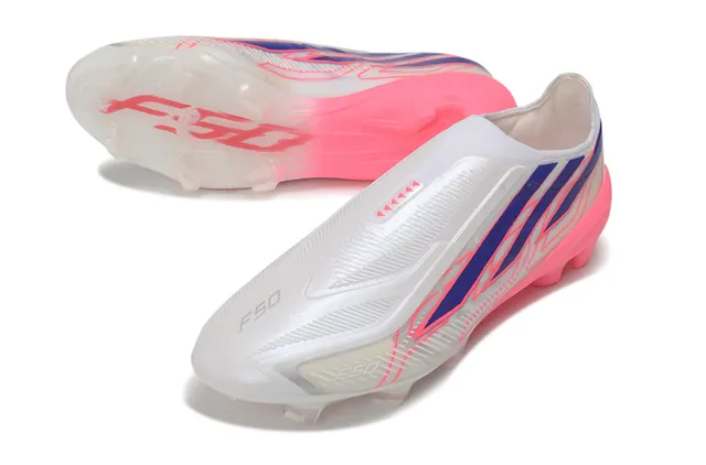 Adidas X Branco Rosa Sem Cadarço Upper Ajuste Meia Franja Assimétrica Superposta Sapatos de Futebol Campo Firme 2