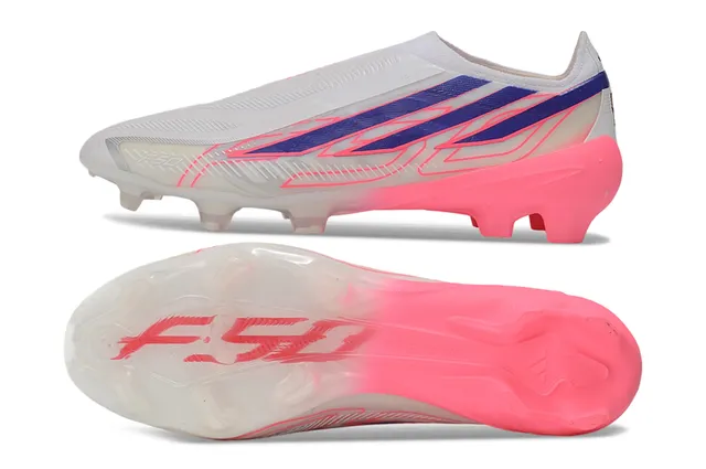 Adidas X Branco Rosa Sem Cadarço Upper Ajuste Meia Franja Assimétrica Superposta Sapatos de Futebol Campo Firme 6