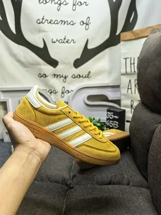 Adidas Amarelo Branco Camurça Superior Três Listras Tênis Lifestyle 5
