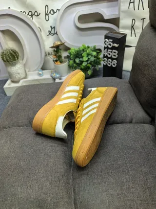 Adidas Amarelo Branco Camurça Superior Três Listras Tênis Lifestyle 6