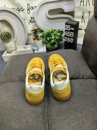 Adidas Amarelo Branco Camurça Superior Três Listras Tênis Lifestyle 8