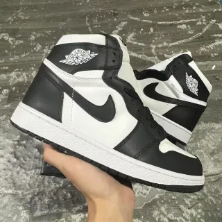 Air Jordan 1 काले और सफेद लेदर हाई-टॉप बास्केटबॉल जूते