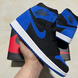 Air Jordan 1 أحذية كرة السلة أسود أزرق ملكي سويد عالية الارتفاع
