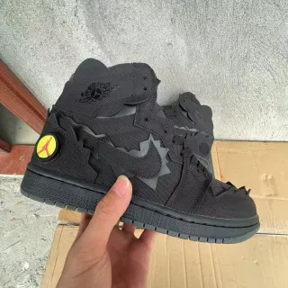 Air Jordan 1 ডিকনস্ট্রাক্টেড কালো হলুদ Jumpman বাস্কেটবল জুতা