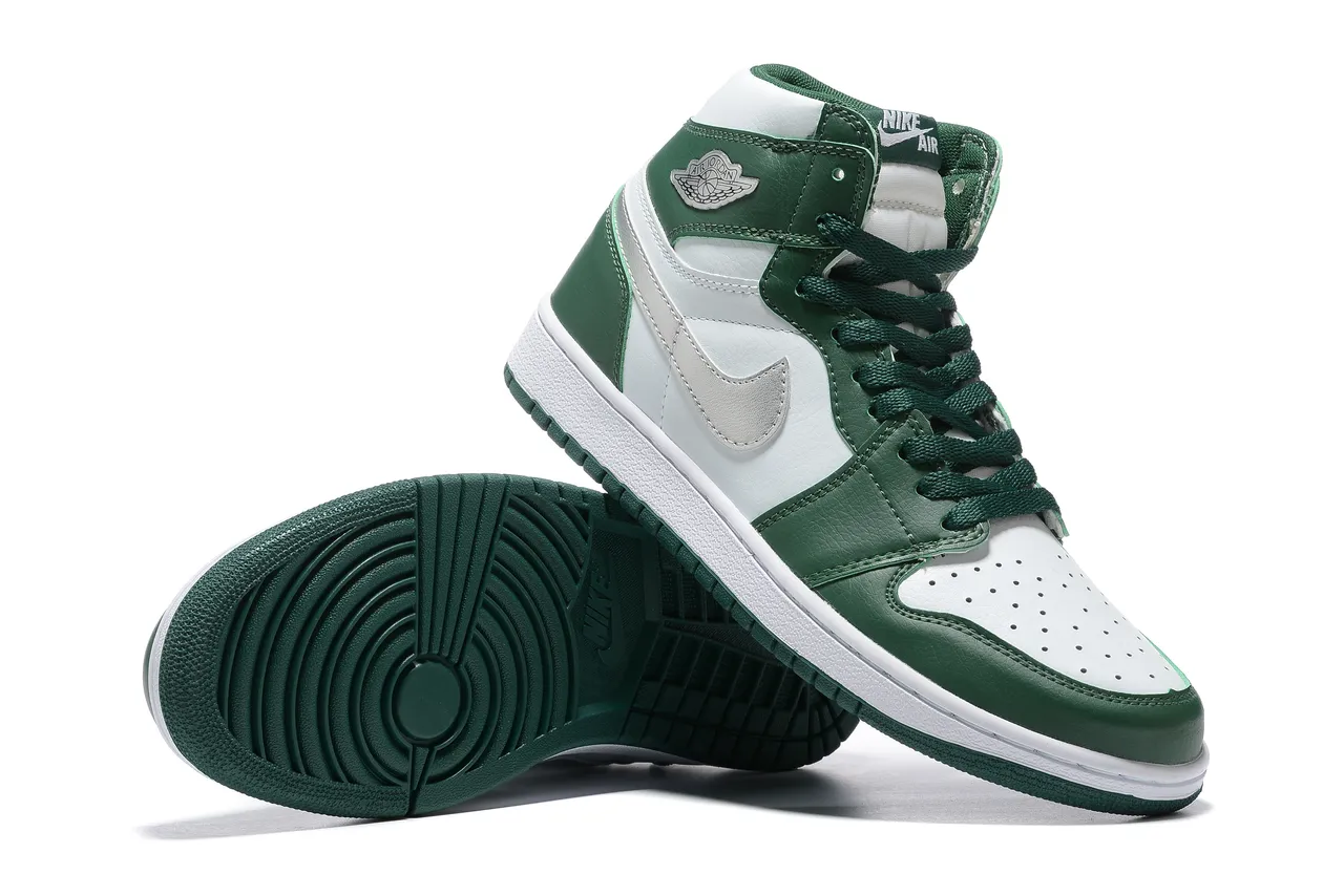 Air Jordan 1 High Vert Forêt Blanc Argent Métallique Chaussures de Basketball 2