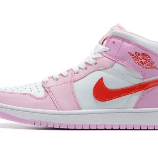 Tênis de basquete Air Jordan 1 High rosa branco vermelho