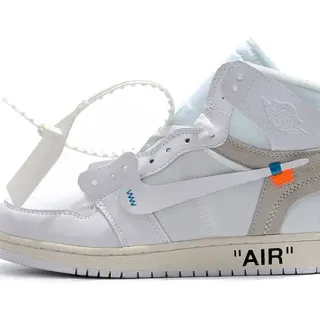 Air Jordan 1 Off-White Collaboration tênis de basquete branco azul bege