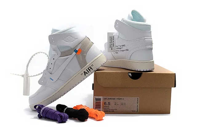 Air Jordan 1 Off-White Collaboration zapatillas de baloncesto blancas azules beige 3