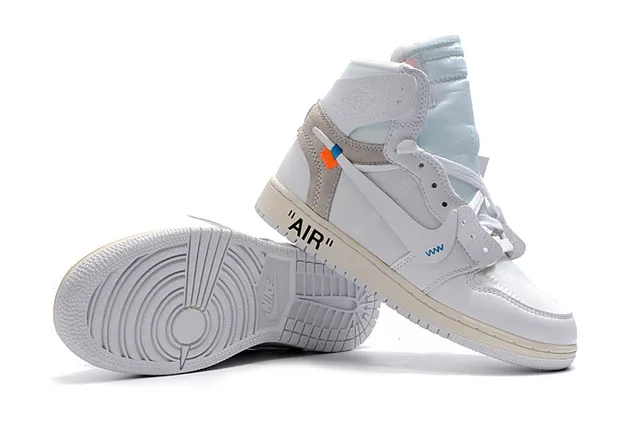 Air Jordan 1 Off-White Collaboration zapatillas de baloncesto blancas azules beige 4