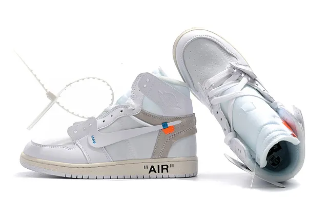 Air Jordan 1 Off-White Collaboration zapatillas de baloncesto blancas azules beige 5