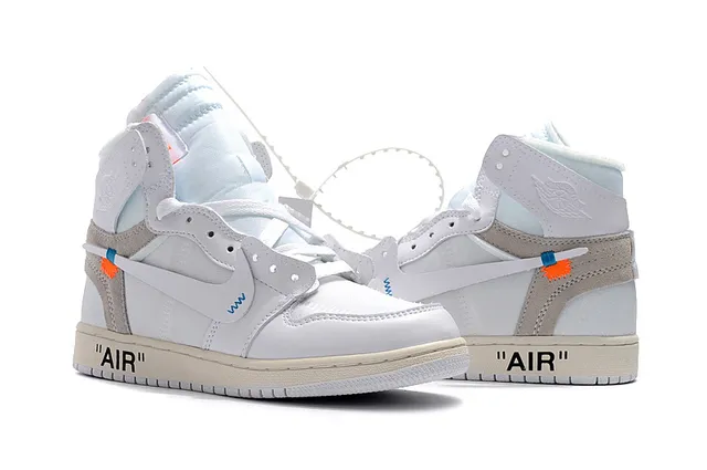 Air Jordan 1 Off-White Collaboration zapatillas de baloncesto blancas azules beige 6