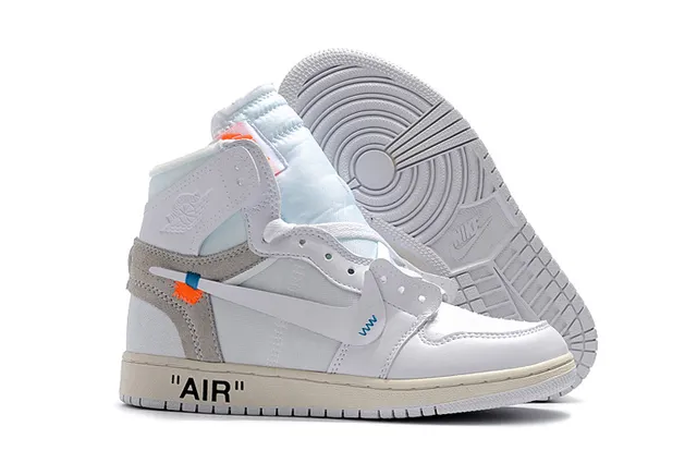 Air Jordan 1 Off-White Collaboration zapatillas de baloncesto blancas azules beige 8
