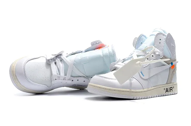 Air Jordan 1 Off-White Collaboration zapatillas de baloncesto blancas azules beige 9