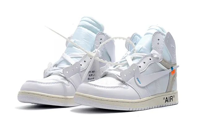 Air Jordan 1 Off-White Collaboration zapatillas de baloncesto blancas azules beige 10