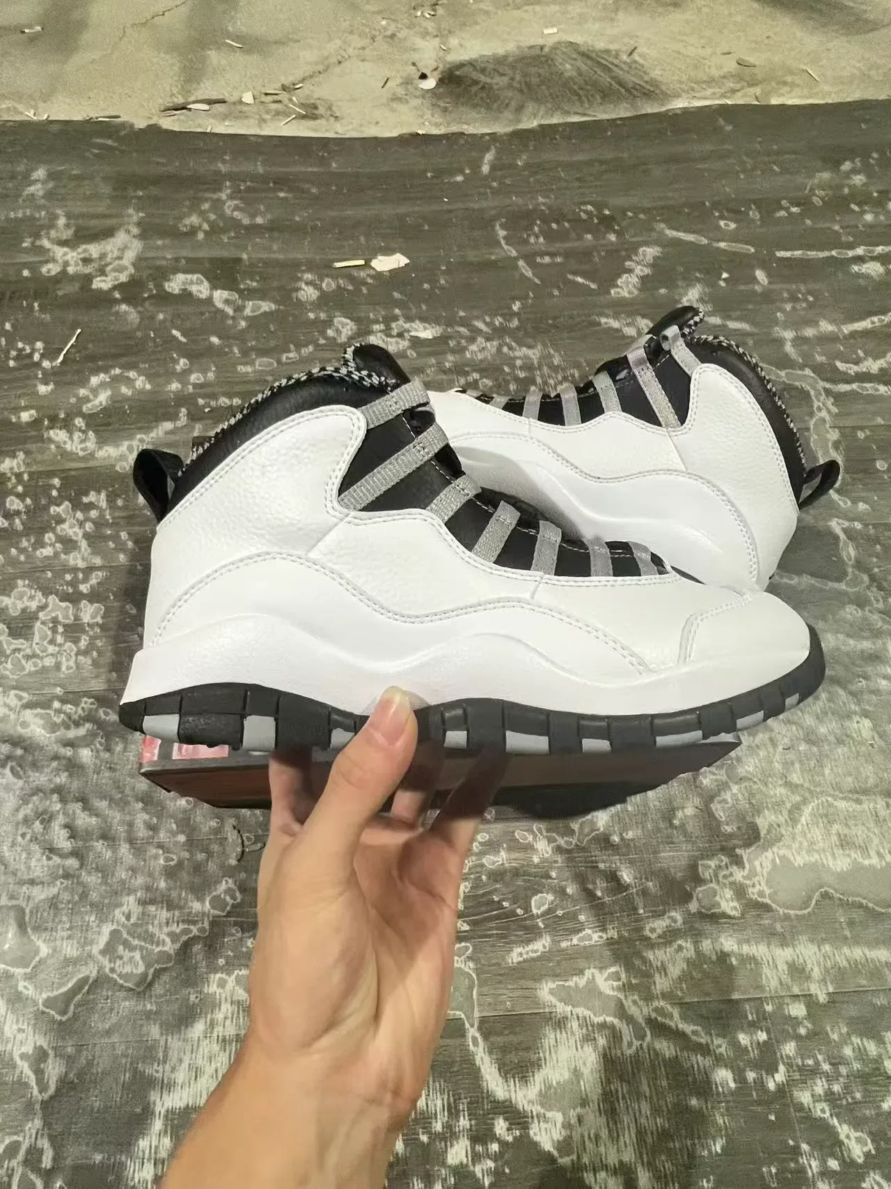 Air Jordan 10 أبيض أسود رمادي أحذية كرة السلة 7