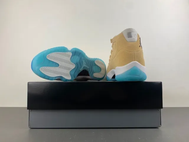 Air Jordan 11 Beige Blue Suede High Top Tênis de Basquete 17