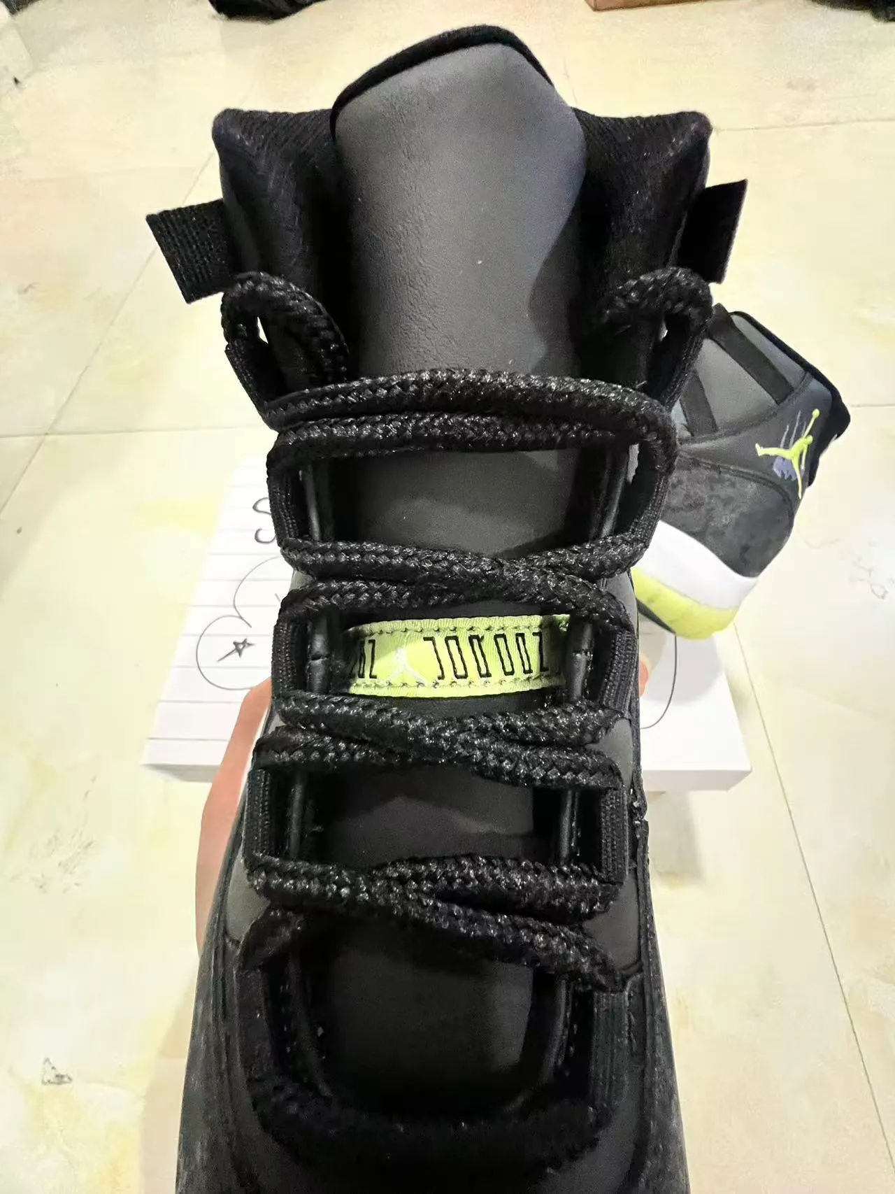 Air Jordan 11 কালো হলুদ হাই-টপ মার্বেল আপার বাস্কেটবল জুতো 4