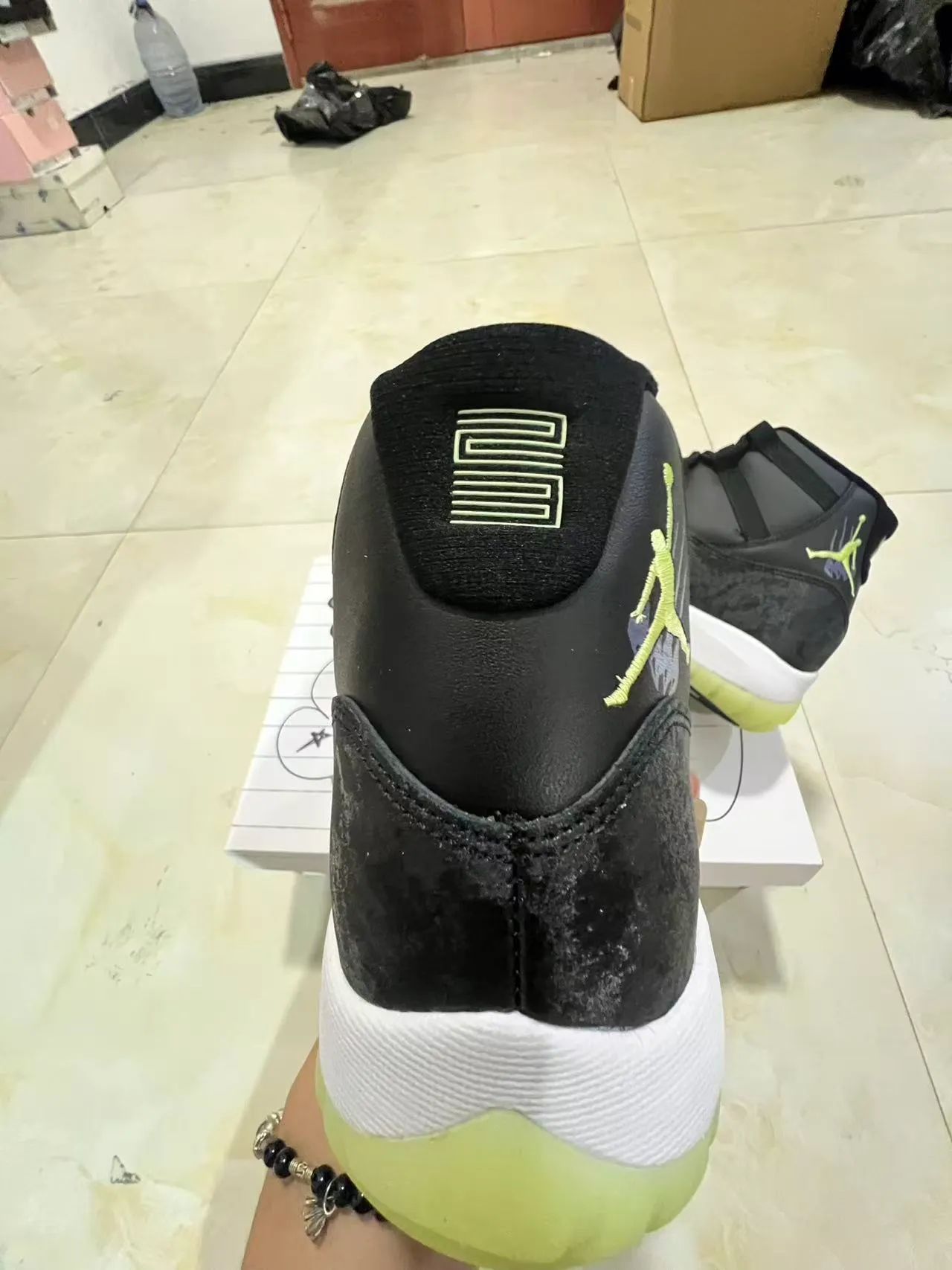 Air Jordan 11 কালো হলুদ হাই-টপ মার্বেল আপার বাস্কেটবল জুতো 8