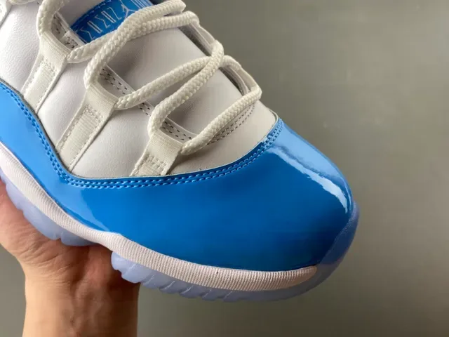 Air Jordan 11 White and Royal Blue Patent Leather Basketball Shoes 2