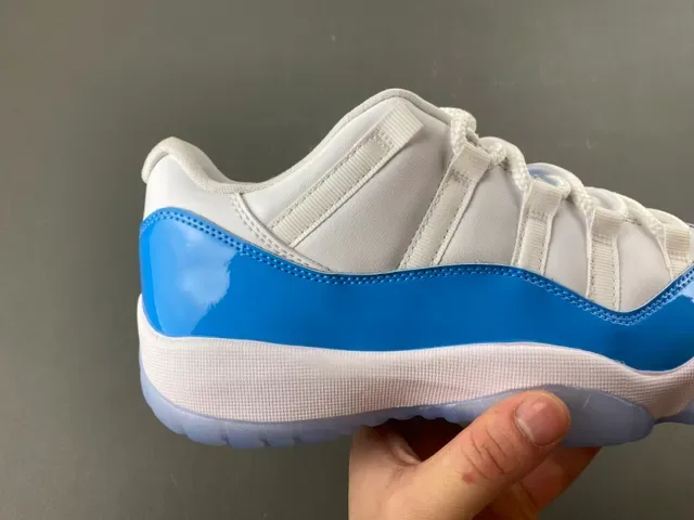Air Jordan 11 White and Royal Blue Patent Leather Basketball Shoes 3