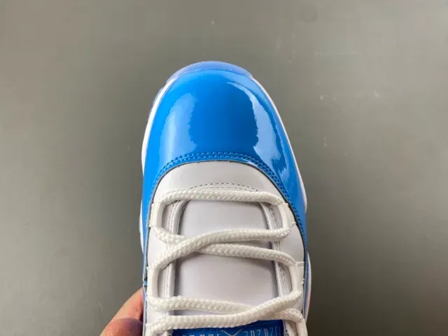Air Jordan 11 White and Royal Blue Patent Leather Basketball Shoes 5