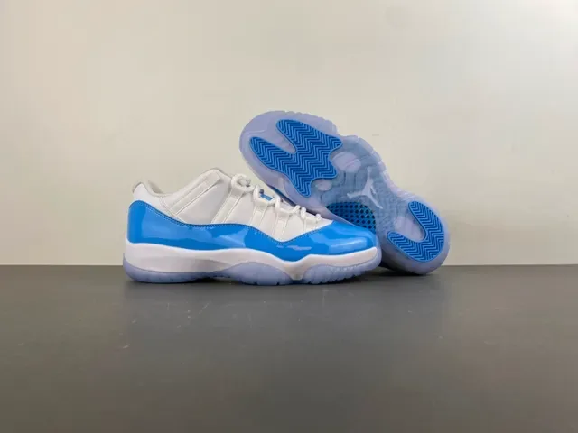 Air Jordan 11 White and Royal Blue Patent Leather Basketball Shoes 13