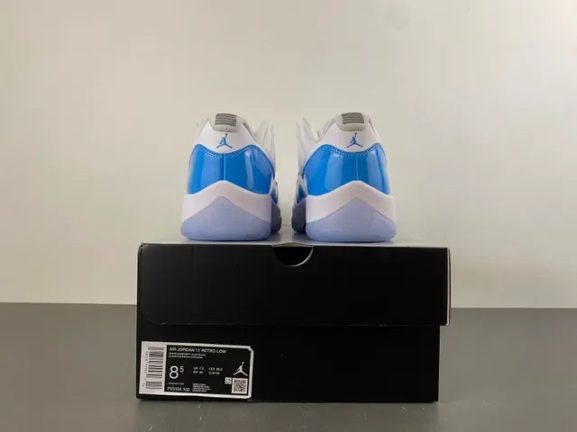 Air Jordan 11 White and Royal Blue Patent Leather Basketball Shoes 18