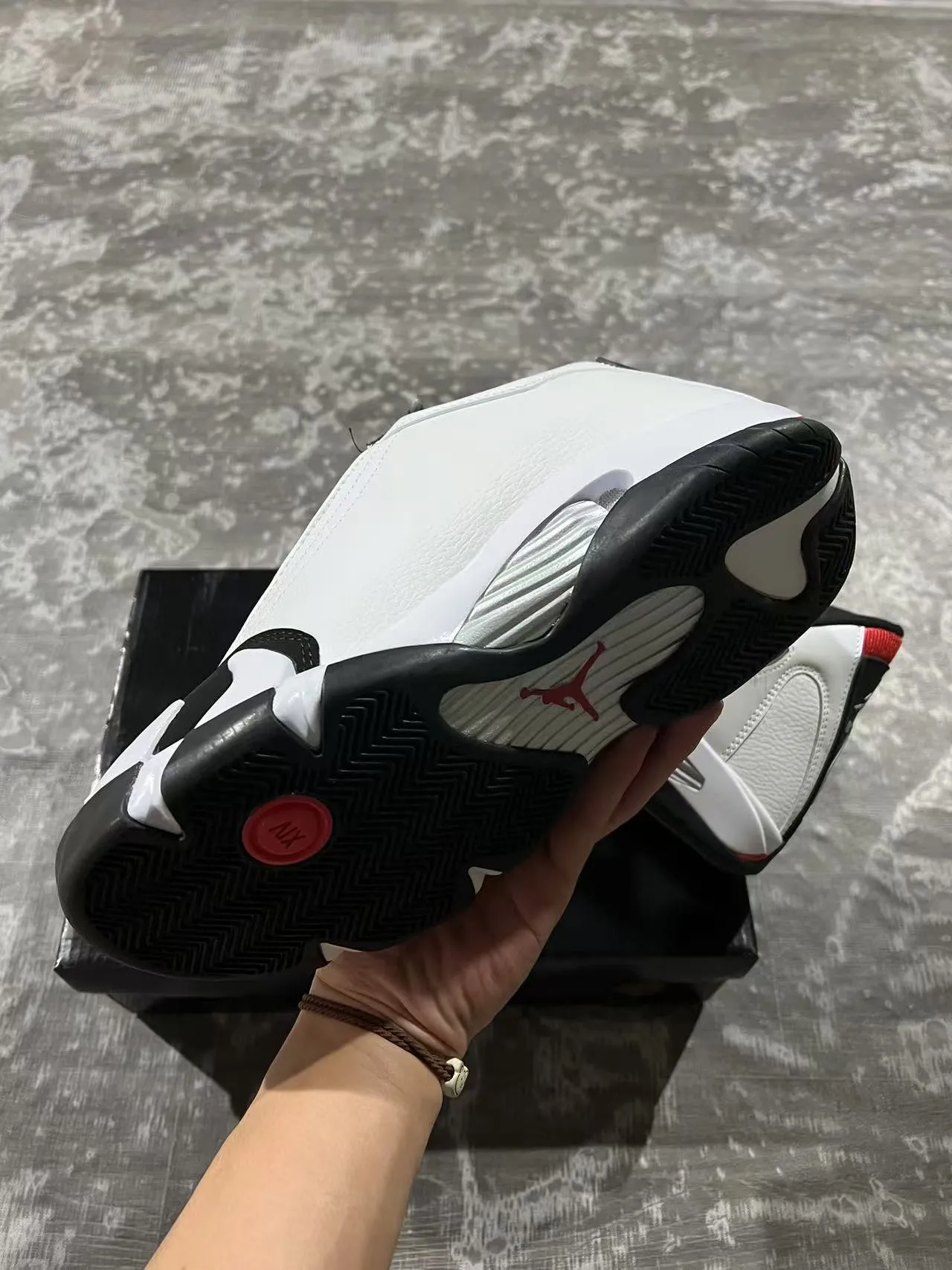 Air Jordan 14 Branco Preto Vermelho tênis de basquete 6