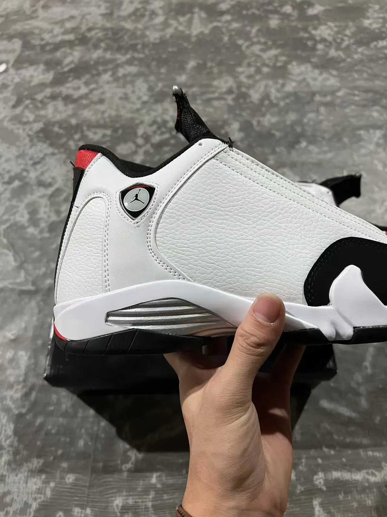 Air Jordan 14 Branco Preto Vermelho tênis de basquete 7