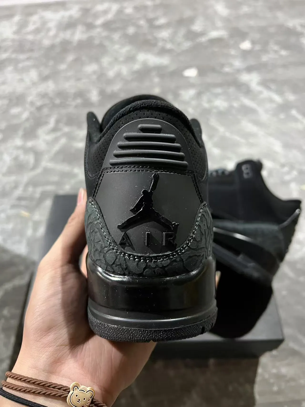 Air Jordan 3 حذاء كرة السلة بطباعة الفيل كل الأسود 8