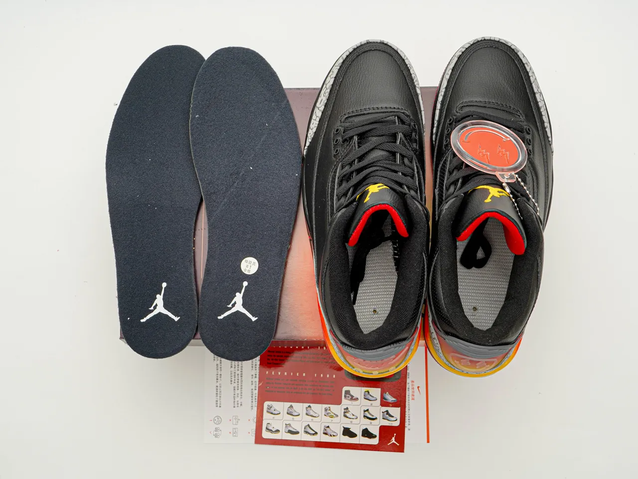 Air Jordan 3 Negro Rojo Naranja Gradiente Impresión de Elefante Zapatillas de Baloncesto 2