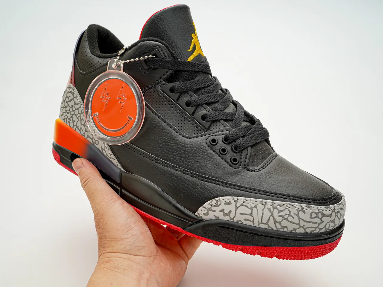 Air Jordan 3 Negro Rojo Naranja Gradiente Impresión de Elefante Zapatillas de Baloncesto 3