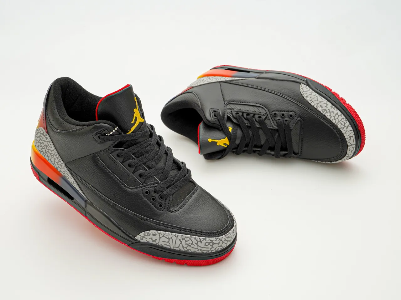 Air Jordan 3 Negro Rojo Naranja Gradiente Impresión de Elefante Zapatillas de Baloncesto 6