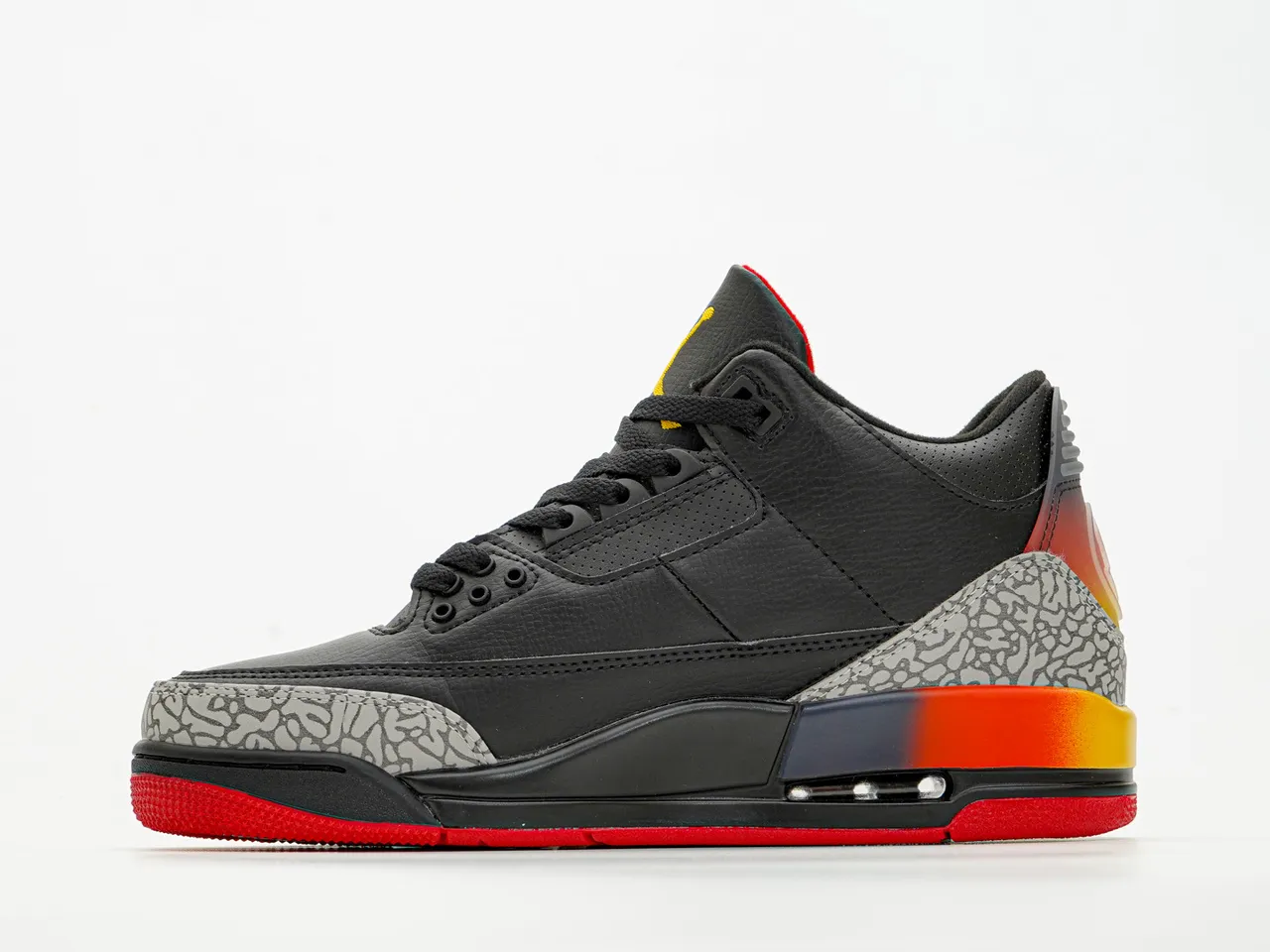 Air Jordan 3 Negro Rojo Naranja Gradiente Impresión de Elefante Zapatillas de Baloncesto 9