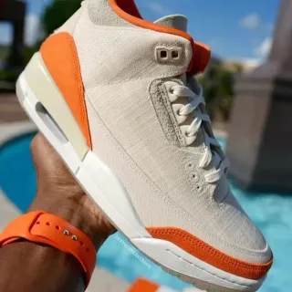 Air Jordan 3 Off-White 和 Orange 篮球鞋