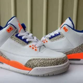 Zapatillas de baloncesto Air Jordan 3 blanco naranja azul con estampado de elefante