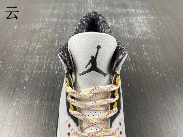 Zapatillas de baloncesto Air Jordan 3 blanco melocotón con estampado de elefante 4