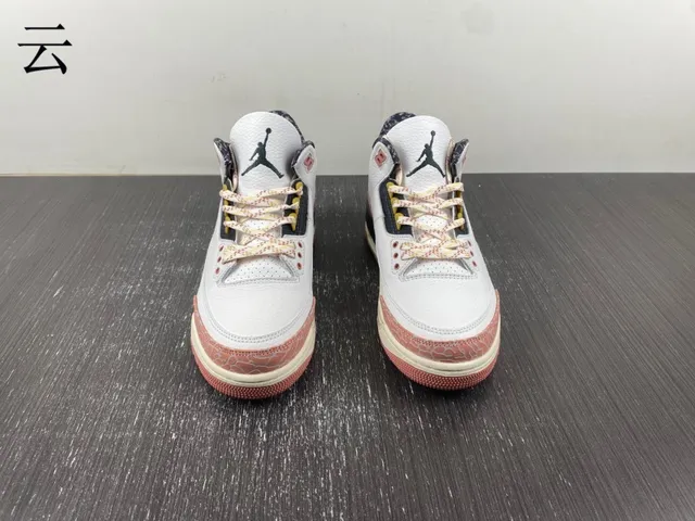 Zapatillas de baloncesto Air Jordan 3 blanco melocotón con estampado de elefante 5