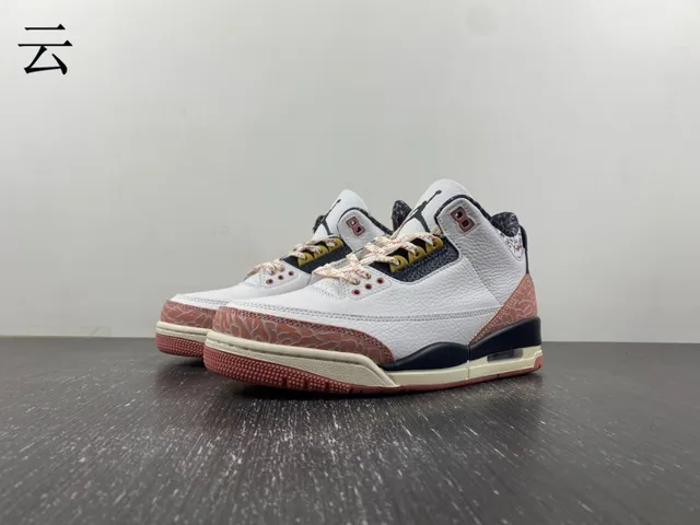 Zapatillas de baloncesto Air Jordan 3 blanco melocotón con estampado de elefante 6